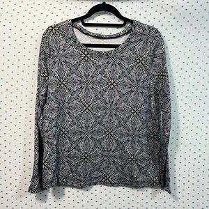 White Stag Multi-Colored Paisley Print Long Sleeve Crewneck Shirt